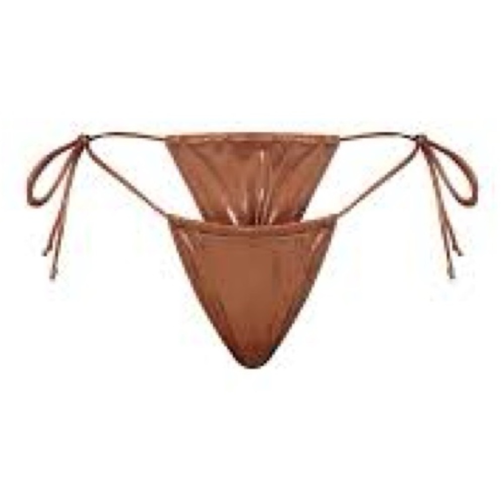 Brown Shimmer Tie Side Bikini Bottoms